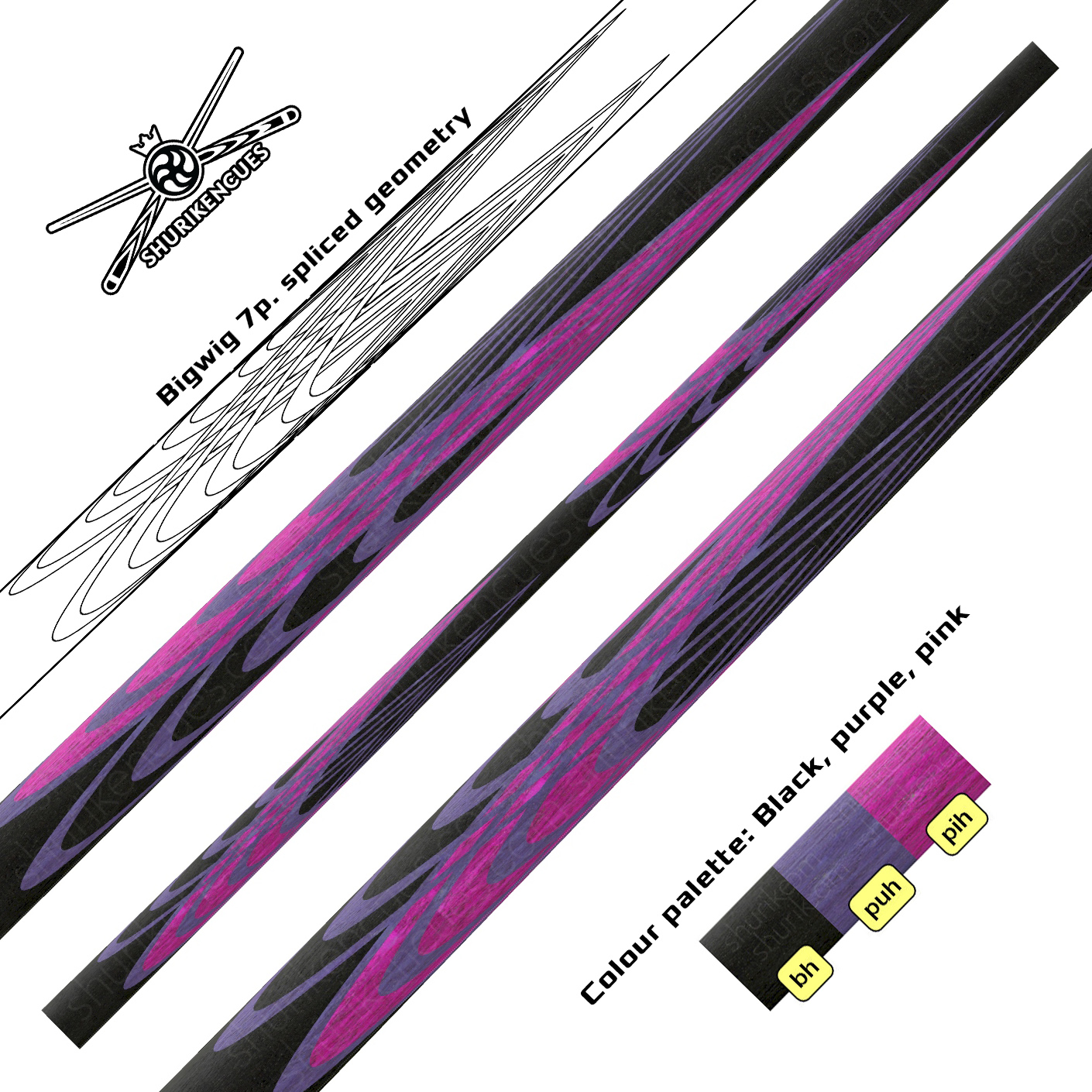 black purple pink bigwig double pool cue butt black purple pink bigwig double pool cue butt