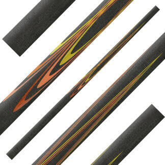 fullsplice pool cue blank tulip 5p long plaited fiery black red orange yellow